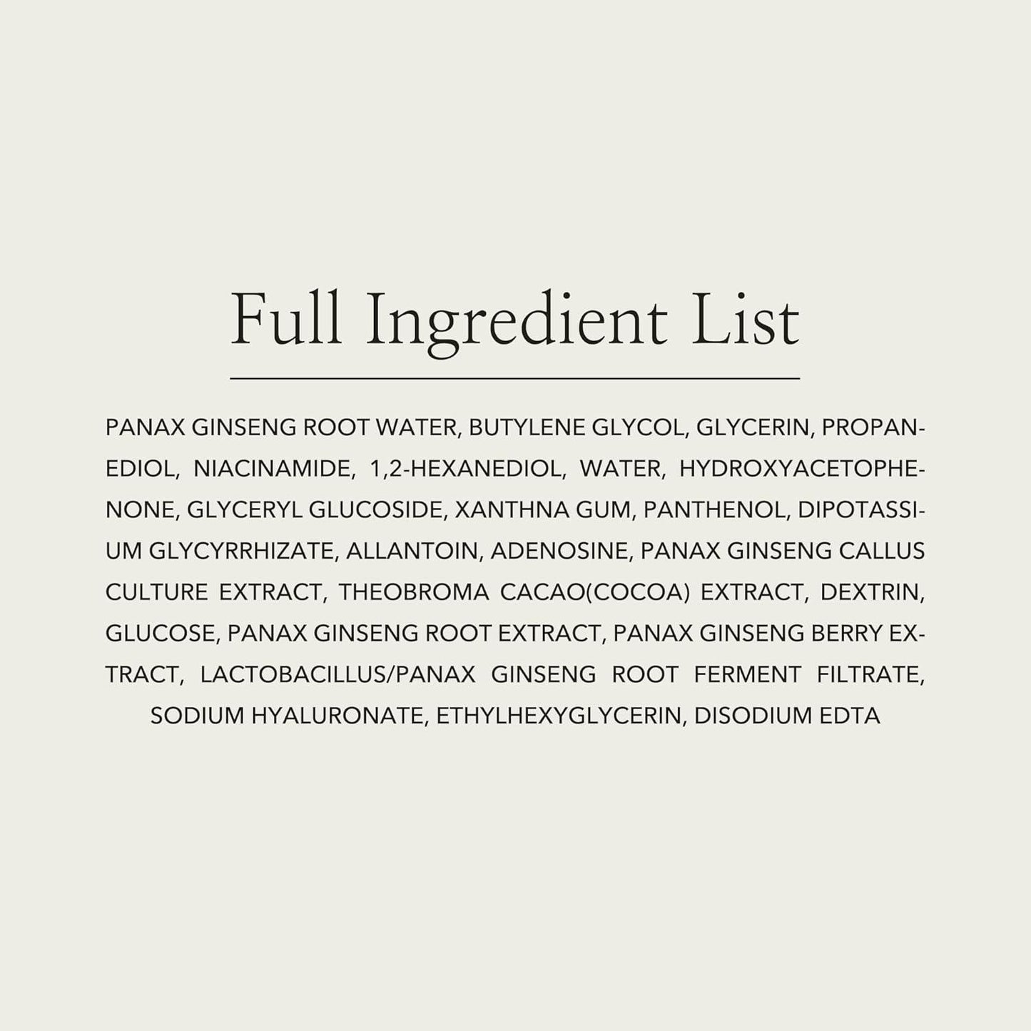 tiquette INCI de Beauty of Joseon Ginseng Essence Water — composition complète lisible