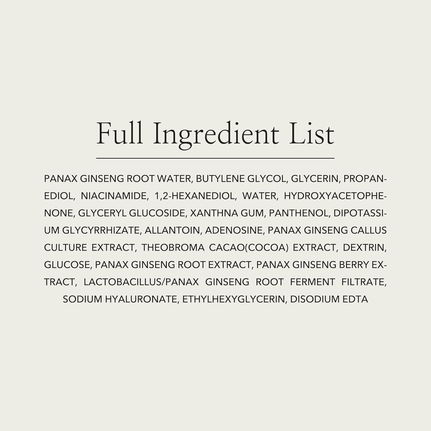 tiquette INCI de Beauty of Joseon Ginseng Essence Water — composition complète lisible