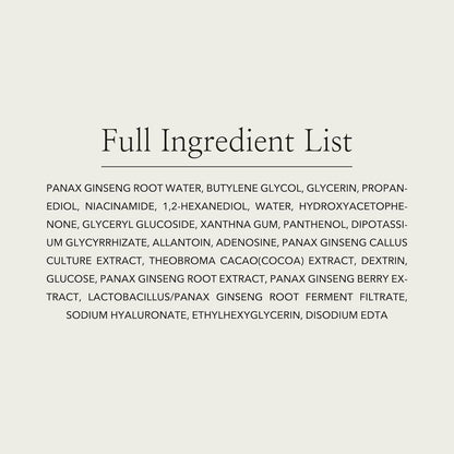 tiquette INCI de Beauty of Joseon Ginseng Essence Water — composition complète lisible